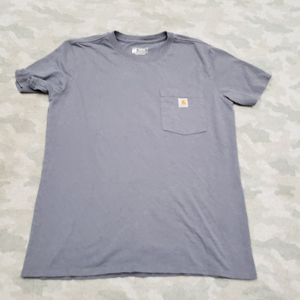 Carhartt Top Womens Large Gray Pockets Loose Fit Short Sleeve Work Wear